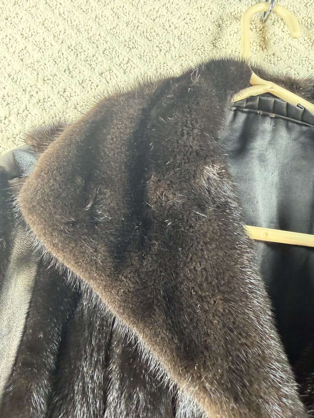 Real Mink Belted Jacket Coat Womens Dark Brown Black 28 Striped Size L - Picture 3 of 12